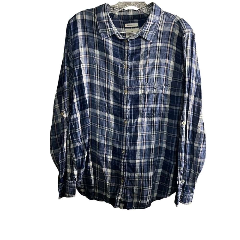 AEO Boyfriend Fit Flannel Button Down Shirt‎